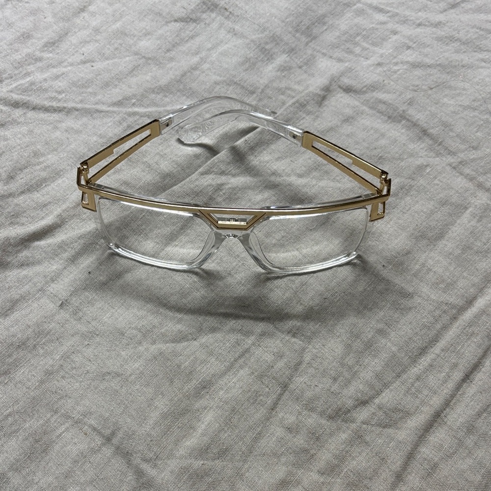Gold and Clear Geometric Glasses - Picture 4 of 6